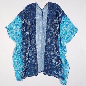 Miraclesuit Royals Beach Wrap Kimono Cover-Up O/S Blue Gradient Boho Floral
